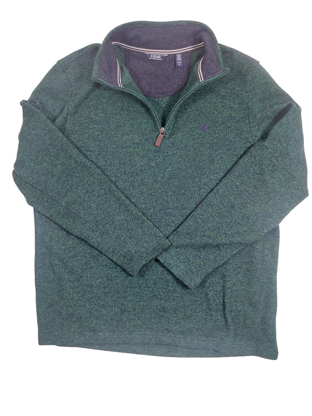 IZOD Mens Thermasoft Fleece Sweater XL Green Gorpcore Cozy Grandpa Quarter Zip